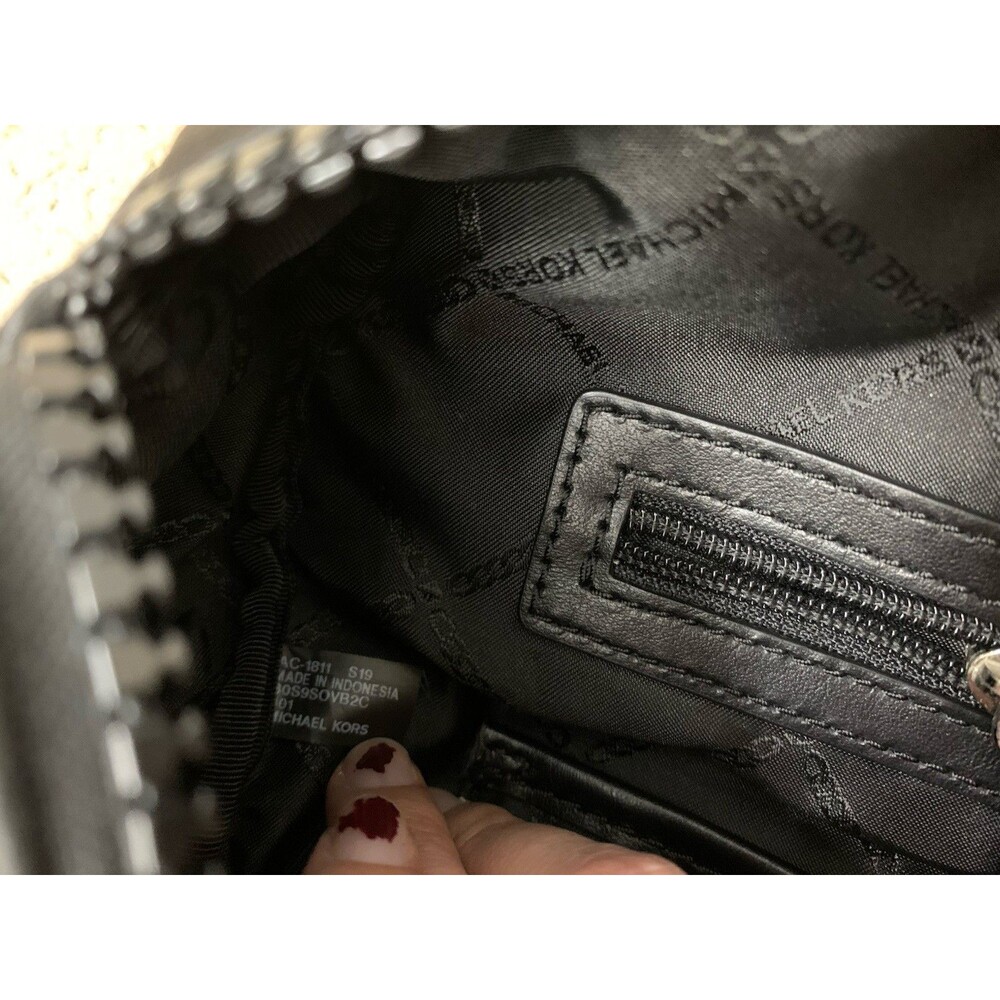 Michael Kors Olivia Studded Black Satin Pockets Punk Biker Rock Backpack - Picture 5 of 9